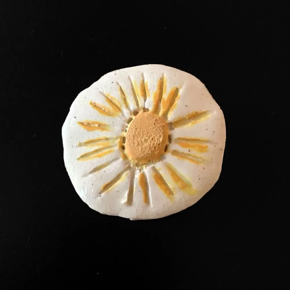 Clay Sun Brooch